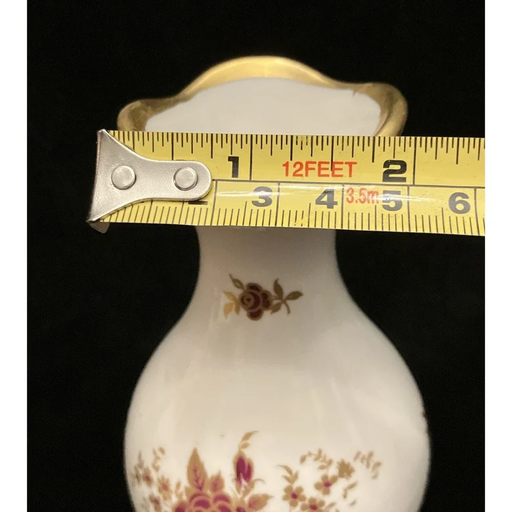 Osborne China 24k Gold Trim Hand Painted Vintage Vase Burgundy Red Yellow Floral